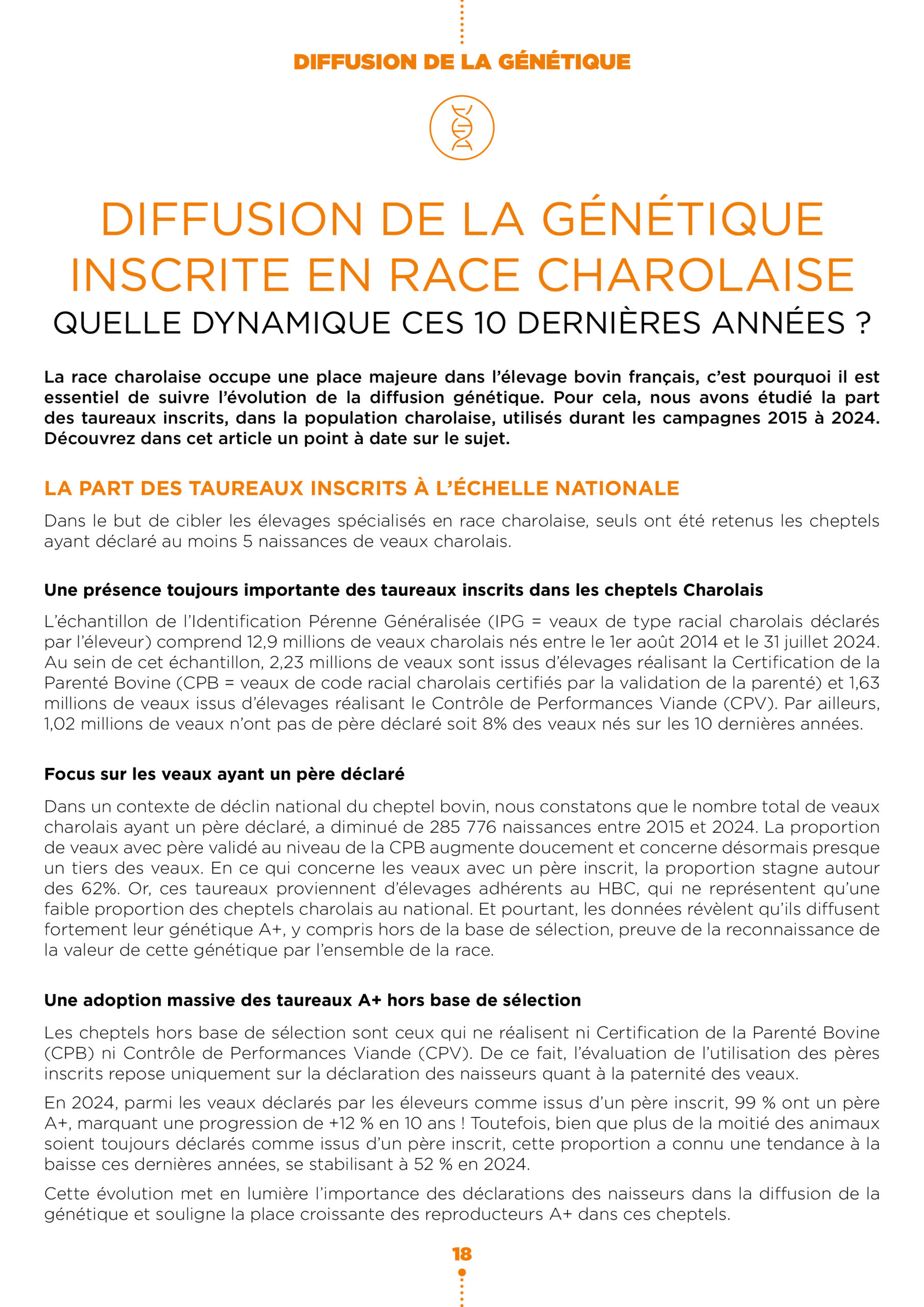Diffusion de la génétique inscrite en race charolaise